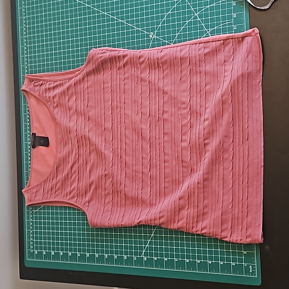 pink ann taylor medium top with stripe design in front